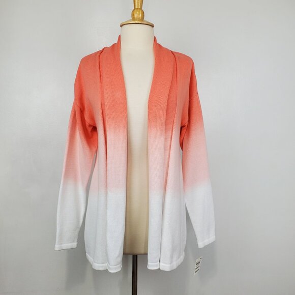 Style & Co Orange Peach White Ombre Open Front Cardigan Sweater NEW NWT Size M - Picture 1 of 13